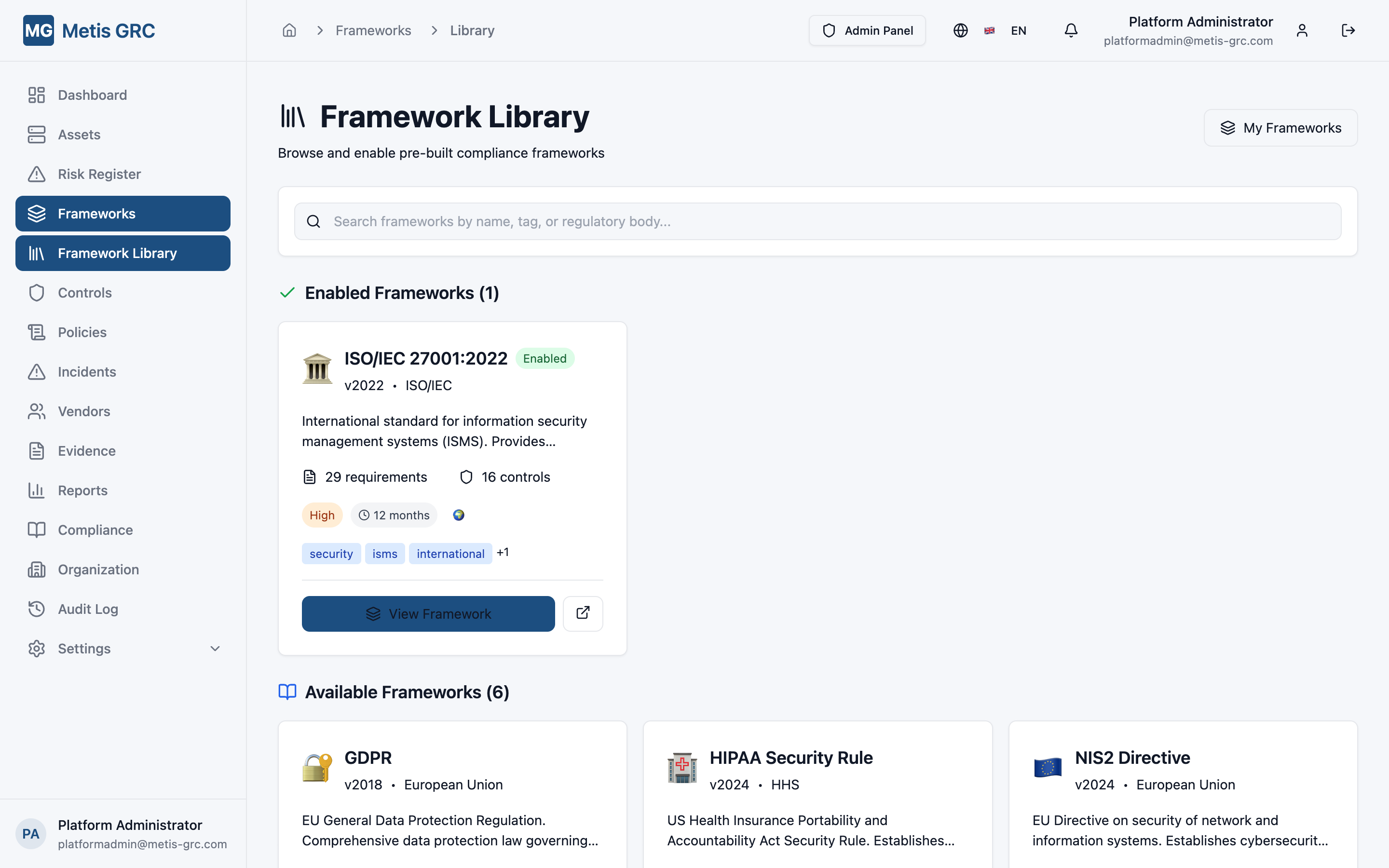 Screenshot — Multi-Framework Engine