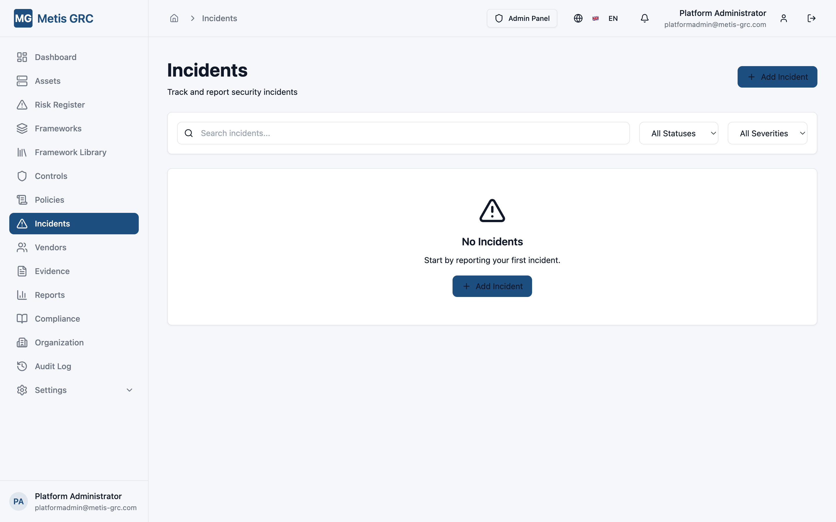 Screenshot — Incident Workflow